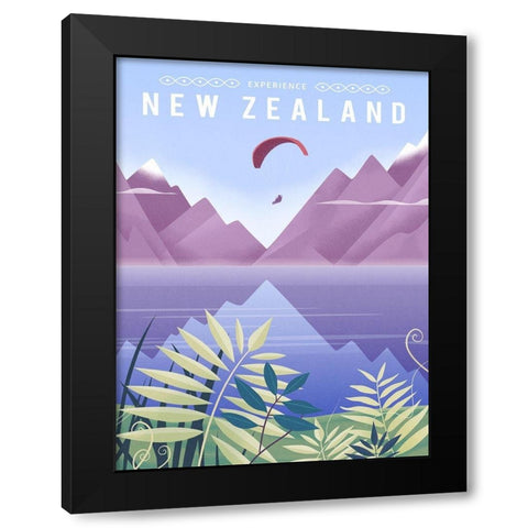 New Zealand Black Modern Wood Framed Art Print with Double Matting by Wickstrom, Martin