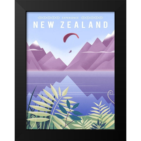 New Zealand Black Modern Wood Framed Art Print by Wickstrom, Martin
