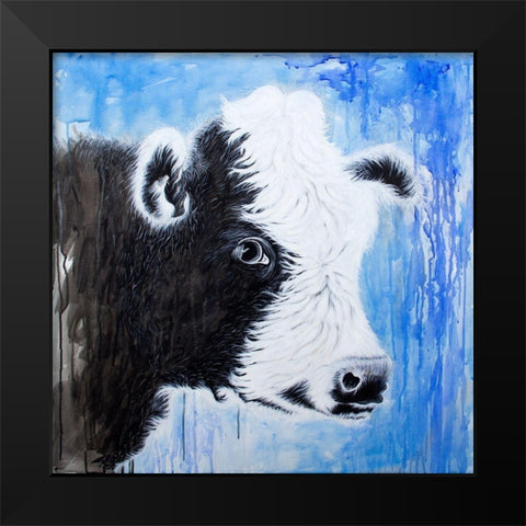 Black and White Cow Black Modern Wood Framed Art Print by Wickstrom, Martin