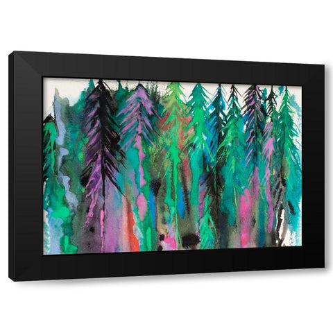 Colorful Forest Black Modern Wood Framed Art Print by Wickstrom, Martin