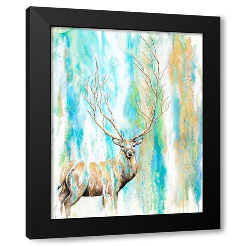Deer Tree Black Modern Wood Framed Art Print with Double Matting by Wickstrom, Martin