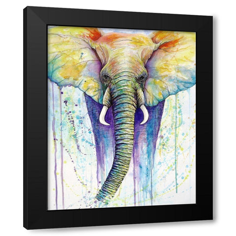 Elephant Colors Black Modern Wood Framed Art Print with Double Matting by Wickstrom, Martin