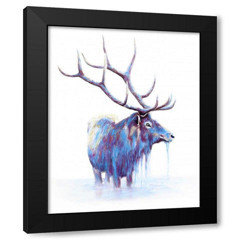 Elk in Water Black Modern Wood Framed Art Print by Wickstrom, Martin