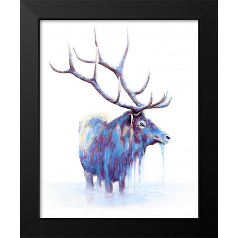 Elk in Water Black Modern Wood Framed Art Print by Wickstrom, Martin