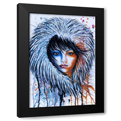 Fire and Ice Girl Portrait Black Modern Wood Framed Art Print with Double Matting by Wickstrom, Martin