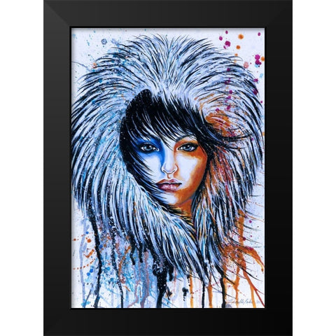 Fire and Ice Girl Portrait Black Modern Wood Framed Art Print by Wickstrom, Martin