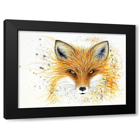 Fox Fire Black Modern Wood Framed Art Print by Wickstrom, Martin