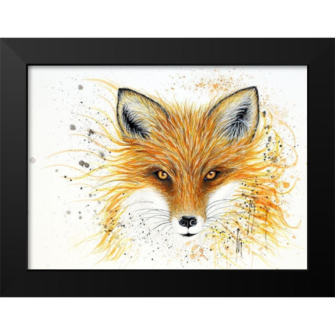 Fox Fire Black Modern Wood Framed Art Print by Wickstrom, Martin