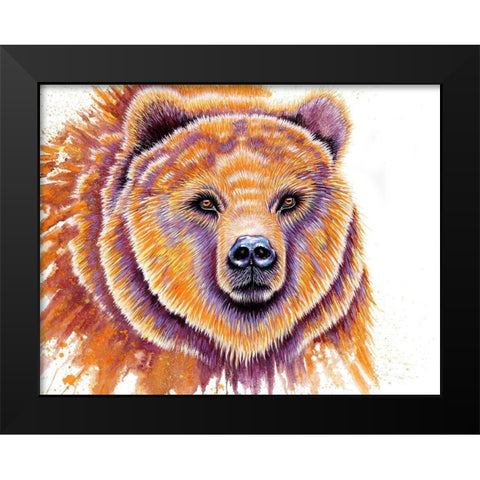 Grizzly Bear Black Modern Wood Framed Art Print by Wickstrom, Martin