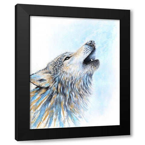 Howling Wolf Black Modern Wood Framed Art Print by Wickstrom, Martin