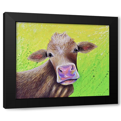 Jersey Cow Black Modern Wood Framed Art Print by Wickstrom, Martin