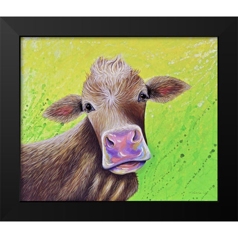 Jersey Cow Black Modern Wood Framed Art Print by Wickstrom, Martin