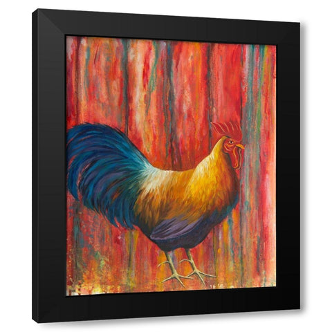 Mr. Rooster Black Modern Wood Framed Art Print with Double Matting by Wickstrom, Martin