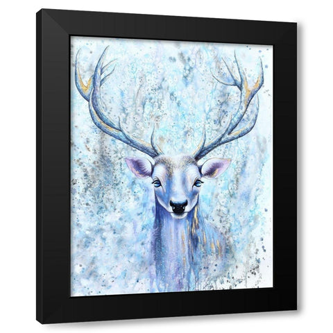 Blue Spirit Deer Black Modern Wood Framed Art Print by Wickstrom, Martin