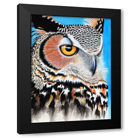 Great Horned Owl Eye Black Modern Wood Framed Art Print with Double Matting by Wickstrom, Martin