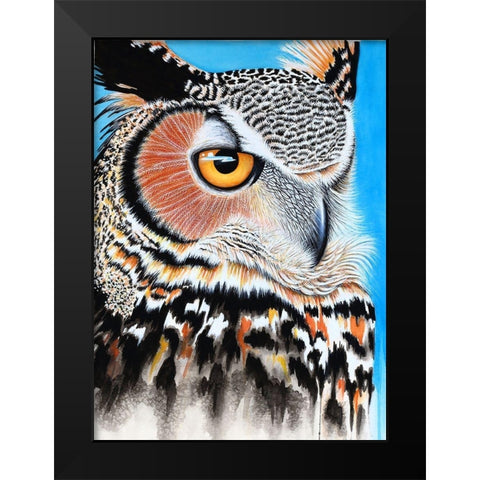 Great Horned Owl Eye Black Modern Wood Framed Art Print by Wickstrom, Martin