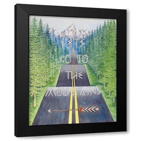 Mountain Travel Quote Black Modern Wood Framed Art Print with Double Matting by Wickstrom, Martin