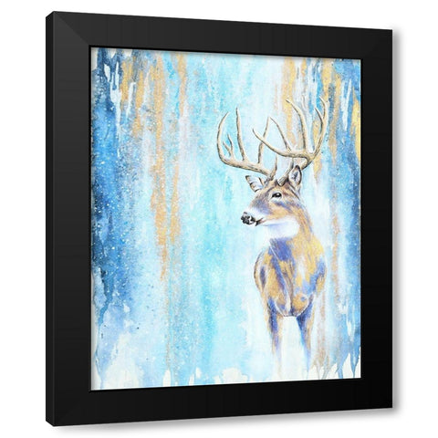 Winter Buck Black Modern Wood Framed Art Print with Double Matting by Wickstrom, Martin