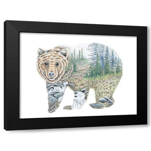 Scenic Bear Black Modern Wood Framed Art Print with Double Matting by Wickstrom, Martin