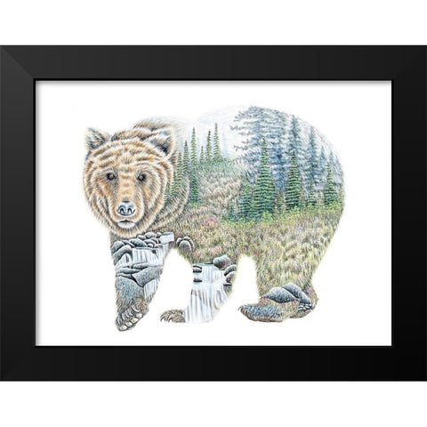 Scenic Bear Black Modern Wood Framed Art Print by Wickstrom, Martin
