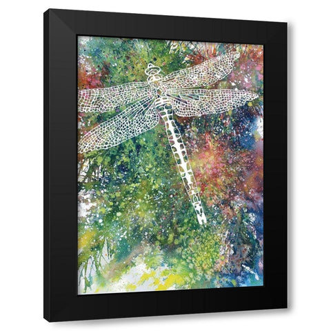 Dragonfly Black Modern Wood Framed Art Print by Wickstrom, Martin