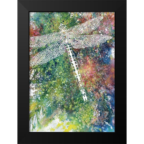 Dragonfly Black Modern Wood Framed Art Print by Wickstrom, Martin