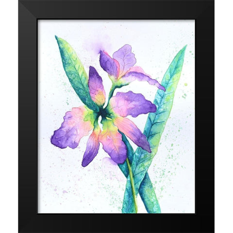 Purple Orchid Black Modern Wood Framed Art Print by Wickstrom, Martin