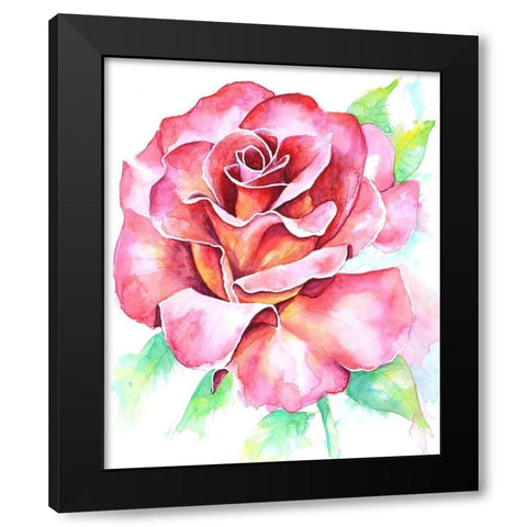 Rose Black Modern Wood Framed Art Print by Wickstrom, Martin