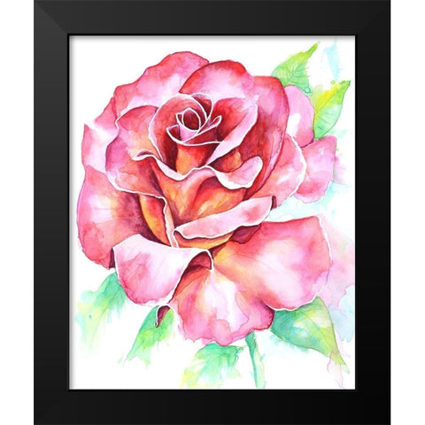 Rose Black Modern Wood Framed Art Print by Wickstrom, Martin