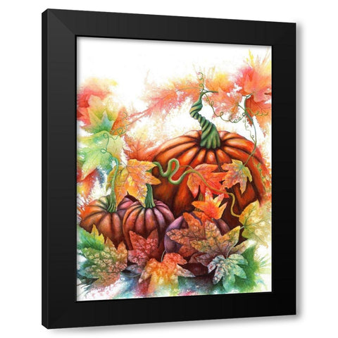 Autumn Pumpkins Black Modern Wood Framed Art Print by Wickstrom, Martin