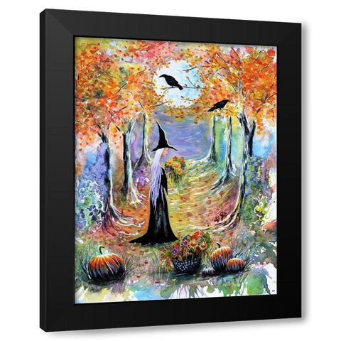 Autumn Witch Black Modern Wood Framed Art Print by Wickstrom, Martin