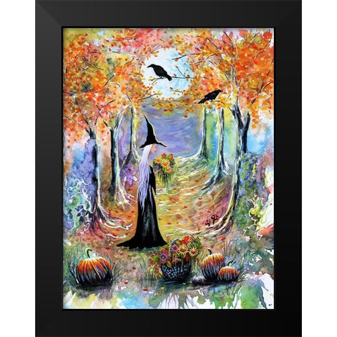 Autumn Witch Black Modern Wood Framed Art Print by Wickstrom, Martin