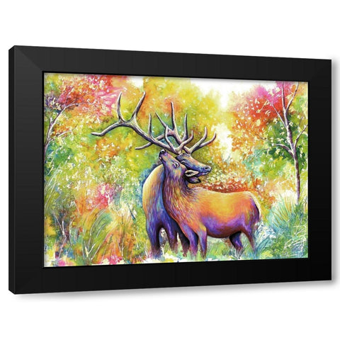 Elk Love Black Modern Wood Framed Art Print by Wickstrom, Martin