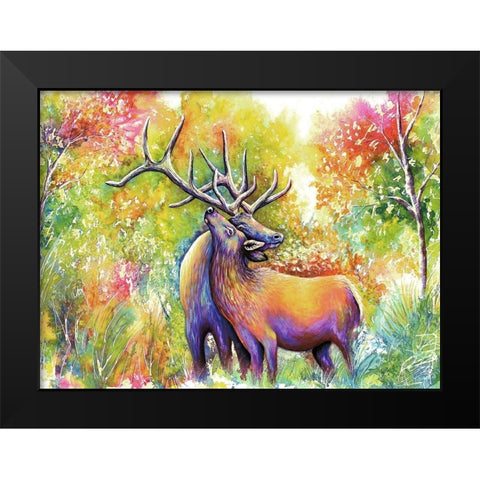 Elk Love Black Modern Wood Framed Art Print by Wickstrom, Martin