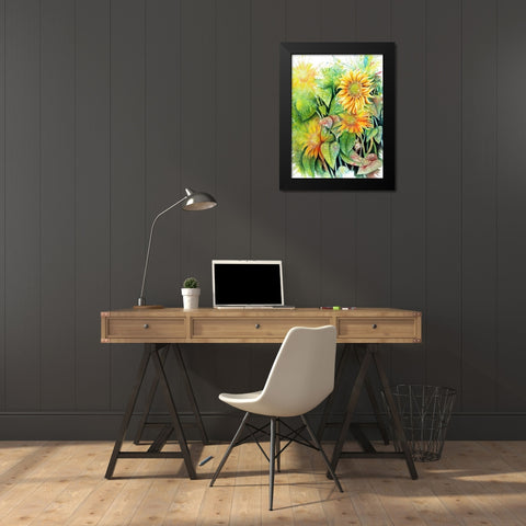 Sunflowers Black Modern Wood Framed Art Print by Wickstrom, Martin