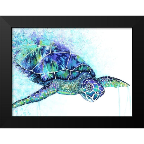 Sea Turtle Black Modern Wood Framed Art Print by Wickstrom, Martin