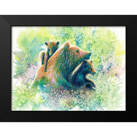 Mother Grizzly Bear Black Modern Wood Framed Art Print by Wickstrom, Martin