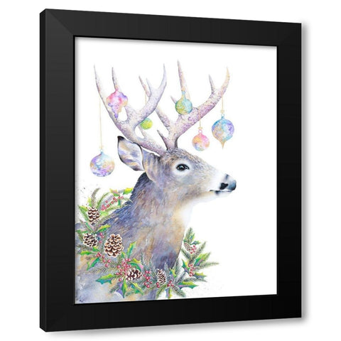 Holiday Deer Black Modern Wood Framed Art Print by Wickstrom, Martin
