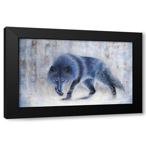 Wolf Black Modern Wood Framed Art Print with Double Matting by Wickstrom, Martin