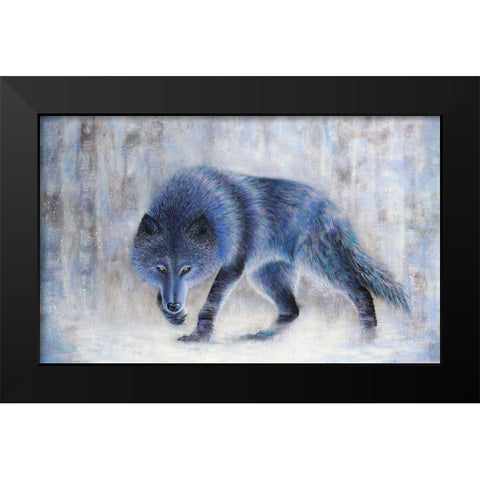 Wolf Black Modern Wood Framed Art Print by Wickstrom, Martin