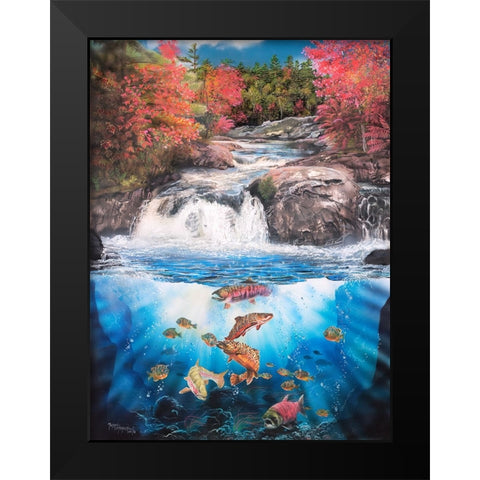 Fish Falls Black Modern Wood Framed Art Print by Murray Henderson Fine Art