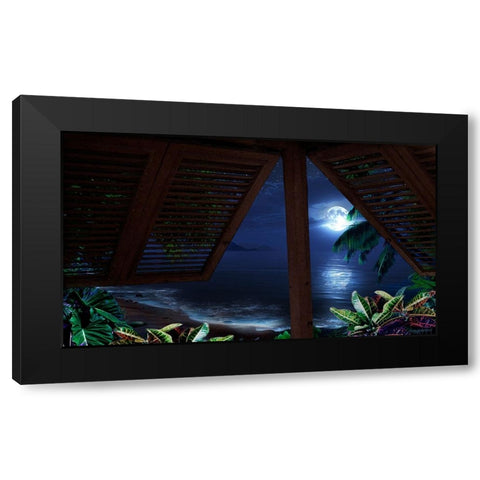 Tropical Dream Moon View Black Modern Wood Framed Art Print with Double Matting by Murray Henderson Fine Art