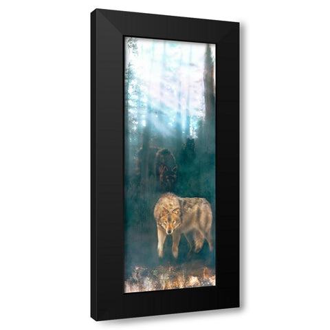 Wolves Merged Black Modern Wood Framed Art Print by Murray Henderson Fine Art