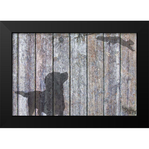Lab And Squirrel Shadow Black Modern Wood Framed Art Print by Murray Henderson Fine Art