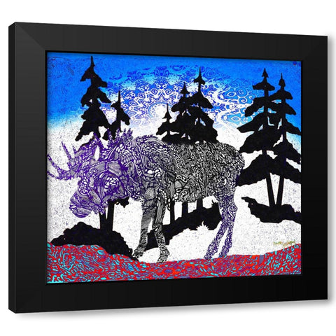 Moose Tracks Black Modern Wood Framed Art Print by Murray Henderson Fine Art