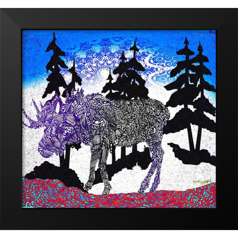 Moose Tracks Black Modern Wood Framed Art Print by Murray Henderson Fine Art