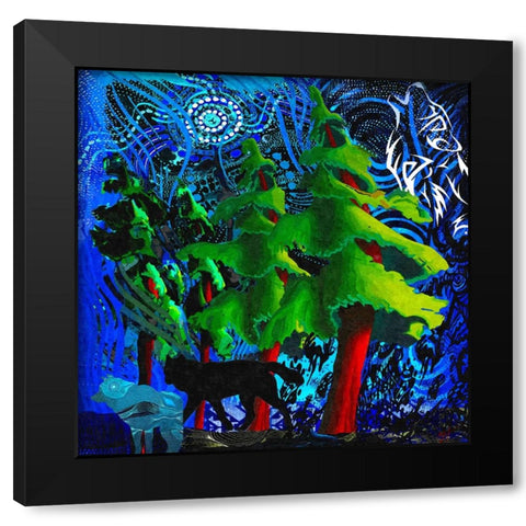 Spirit Wolves Black Modern Wood Framed Art Print by Murray Henderson Fine Art