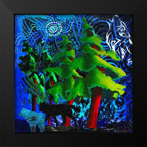 Spirit Wolves Black Modern Wood Framed Art Print by Murray Henderson Fine Art