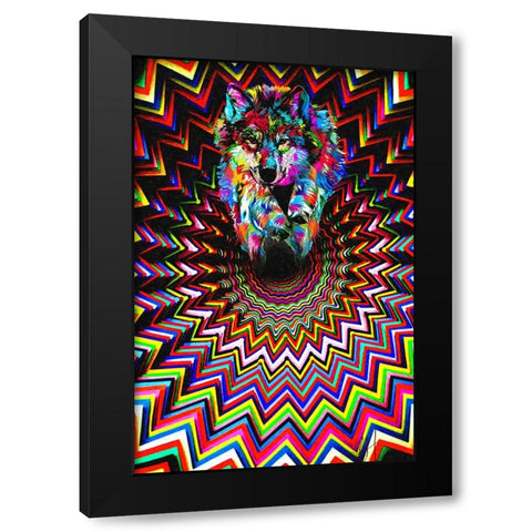 Wolf Run Black Modern Wood Framed Art Print with Double Matting by Murray Henderson Fine Art