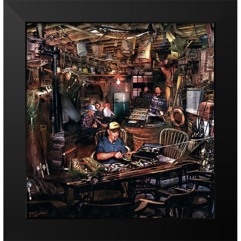 Fishin Man Cave Black Modern Wood Framed Art Print by Murray Henderson Fine Art